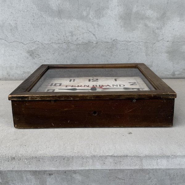 画像3: VINTAGE ANTIQUE WALL CLOCK FERN BRAND CHOCOLATES SESSIONS ヴィンテージ アンティーク ウォールクロック セッション 壁掛け時計 /  ウッド 木製 四角形 アドバタイジング 企業物 店舗什器 アメリカ (3)