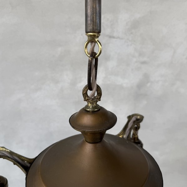 画像4: VINTAGE ANTIQUE LIGHT ヴィンテージ アンティーク シャンデリア パンライト 吊り下げライト  天井照明 / 3灯 ライト ペンダントランプ 真鍮 店舗什器 E26 アメリカ USA (2) (4)