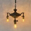画像11: VINTAGE ANTIQUE LIGHT ヴィンテージ アンティーク シャンデリア パンライト 吊り下げライト  天井照明 / 3灯 ライト ペンダントランプ 真鍮 店舗什器 E26 アメリカ USA (2) (11)