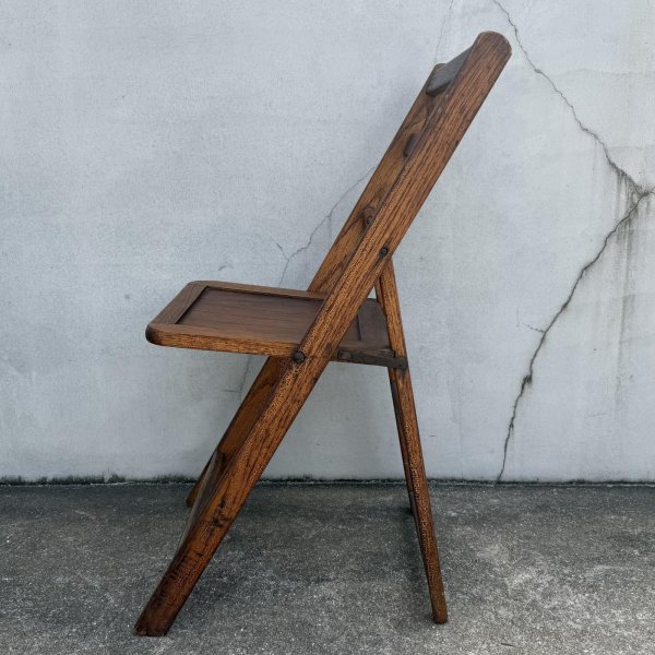 画像4: VINTAGE ANTIQUE FOLDING CHAIR WOOD ヴィンテージ アンティーク フォールディングチェア 折り畳み椅子 イス チェア  / ウッド 木製 家具 インテリア ディスプレイ 店舗什器 アメリカ  (4)