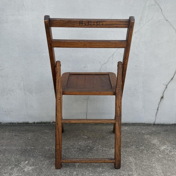 画像2: VINTAGE ANTIQUE FOLDING CHAIR WOOD ヴィンテージ アンティーク フォールディングチェア 折り畳み椅子 イス チェア  / ウッド 木製 家具 インテリア ディスプレイ 店舗什器 アメリカ  (2)