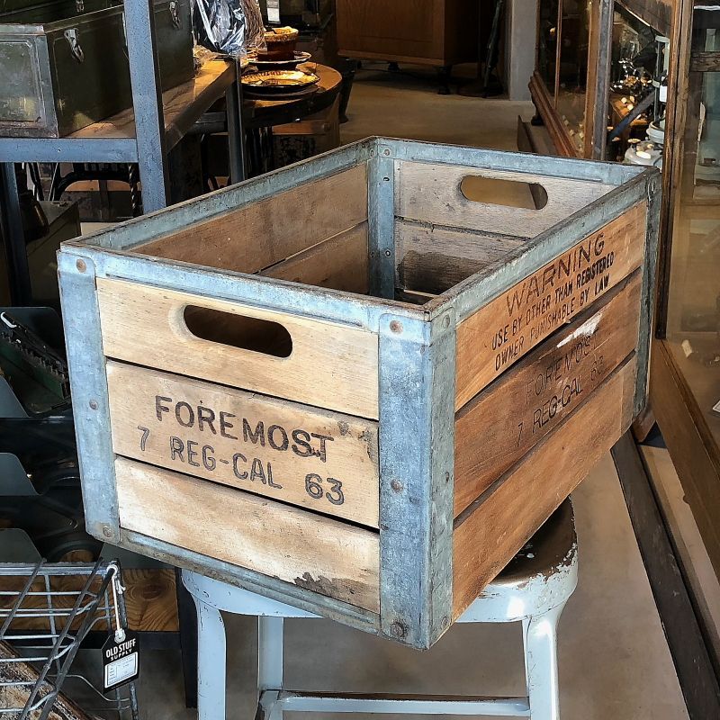 Vintage ヴィンテージ ウッドボックス 木箱 アメリカ ディスプレイ 収納 箱 什器 Rust Leather