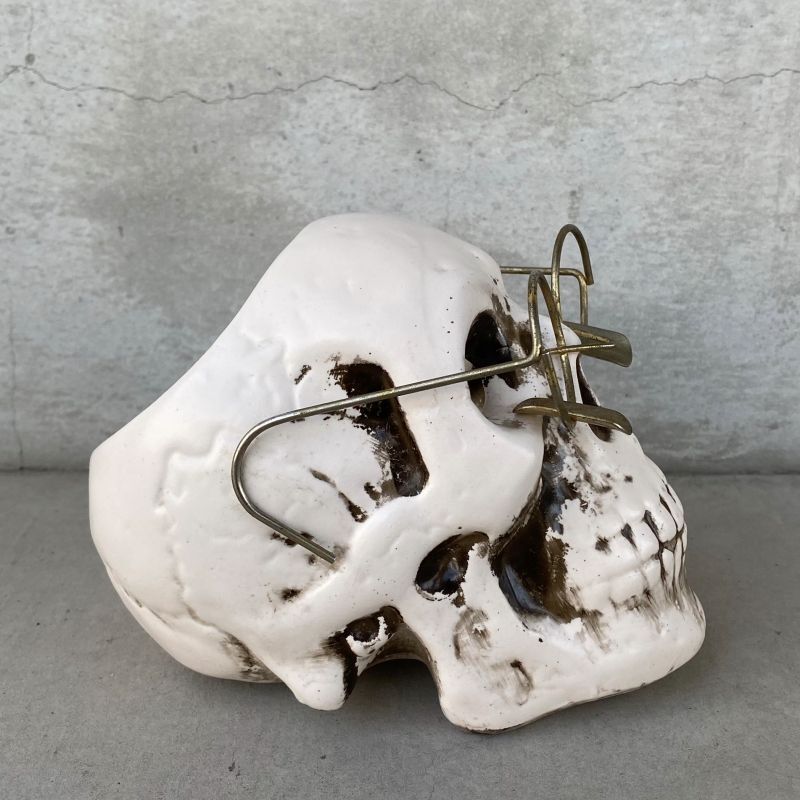 VINTAGE SKULL ヴィンテージ 眼鏡 スカル アッシュトレイ ドクロ メガネ 陶器 灰皿 輸出用