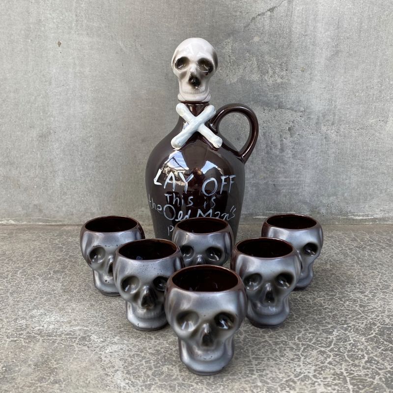 VINTAGE SKULL LAY OFF JAPAN ヴィンテージ ポイズンボトル デカンタ ...