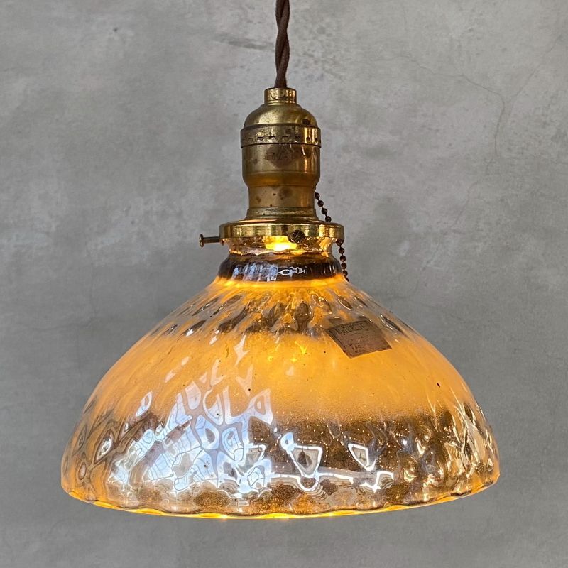 VINTAGE ANTIQUE MERCURY GLASS SHADE HUBBELL ヴィンテージ