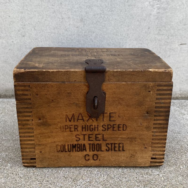 VINTAGE ANTIQUE COLUMBIA TOOL STEEL CO. WOODEN BOX ヴィンテージ