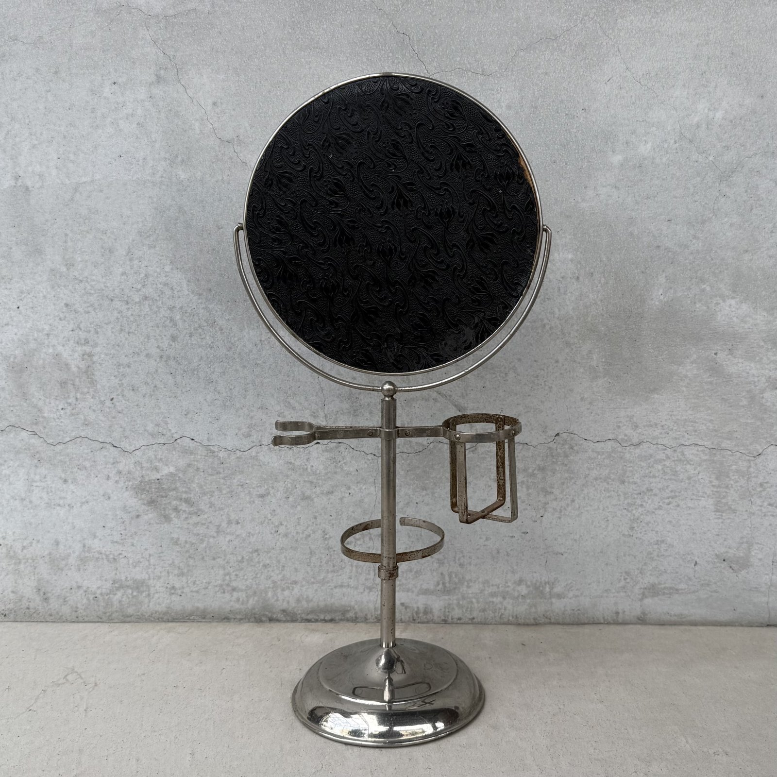 ビンテージ　昭和レトロ　シェービングスタンド　ミラー　鏡　床屋　シャビー VINTAGE ANTIQUE SHAVING MIRROR ヴィンテージ アンティーク