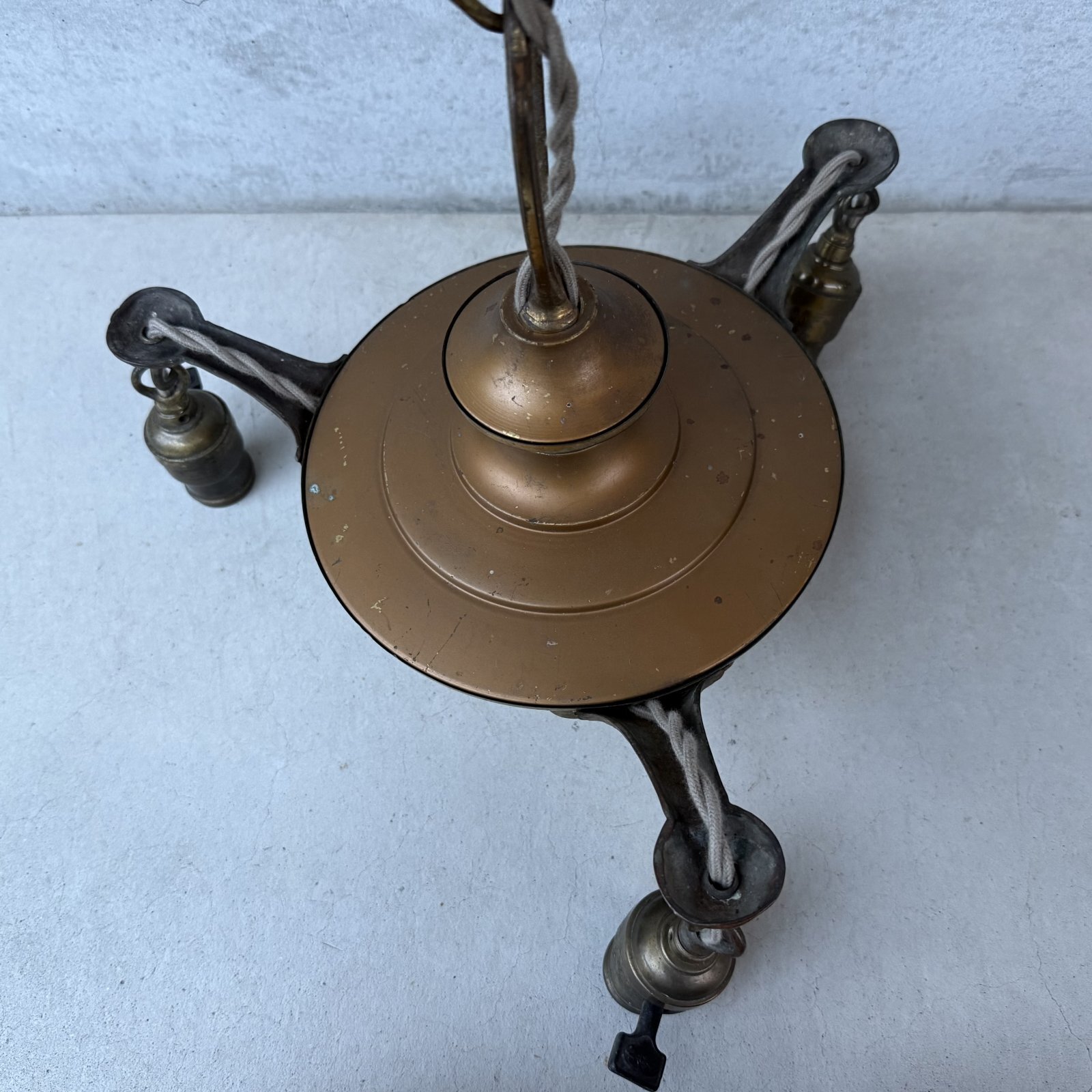 ヴィンテージ　ライト　シャンデリア　銅製 要電気工事】【1点もの】USAヴィンテージミニシャンデリア